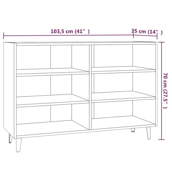vidaXL skænk 103,5x35x70 cm spånplade røget egetræsfarve