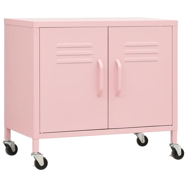 vidaXL Oppbevaringsskap rosa 60x35x49 cm stål