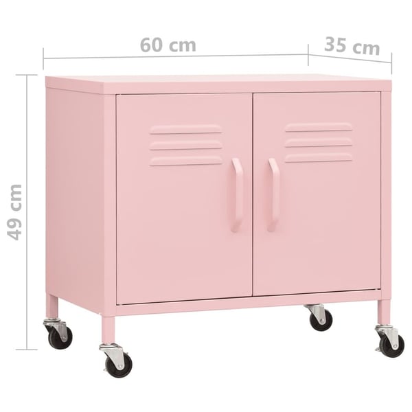 vidaXL Oppbevaringsskap rosa 60x35x49 cm stål