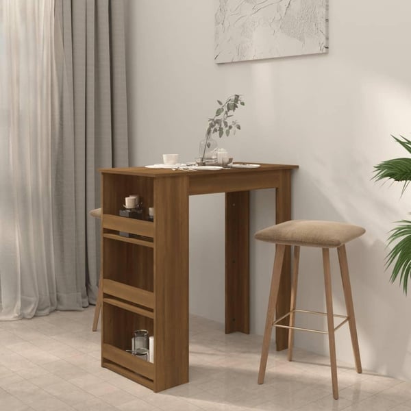vidaXL Barbord med förvaringshyllor brun ek 102x50x103,5 cm spånskiva