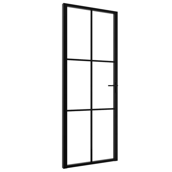 vidaXL indvendig dør 76x201,5 cm sikkerhedsglas og aluminium sort