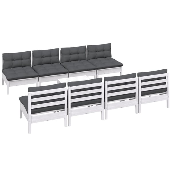 vidaXL Hagesofagruppe med puter 9 deler heltre furu
