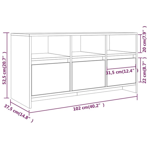 vidaXL TV-taso valkoinen 102x37,5x52,5 cm lastulevy