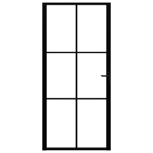 vidaXL Innerdør ESG-glass og aluminium 93x201,5 cm svart