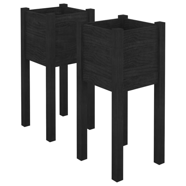 vidaXL Plantekasser 2 stk svart 31x31x70 cm heltre furu