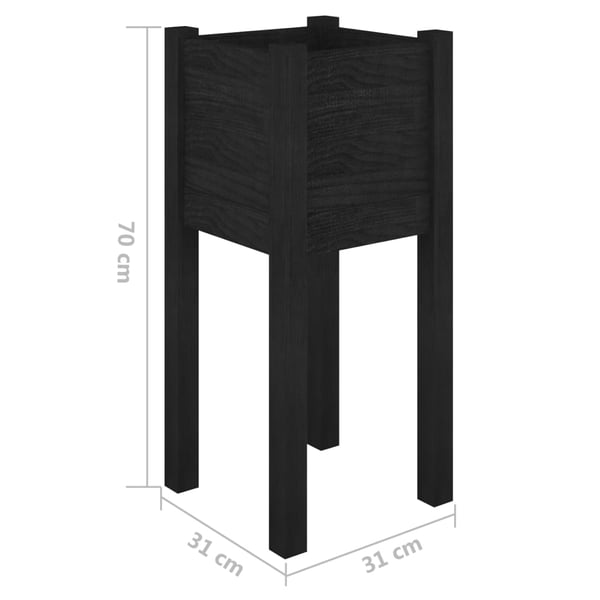 vidaXL Plantekasser 2 stk svart 31x31x70 cm heltre furu