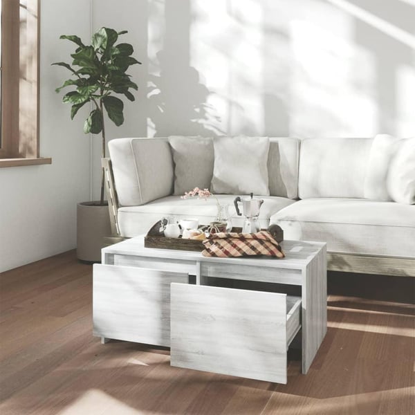 vidaXL sofabord 90x50x41,5 cm spånplade grå sonoma-eg