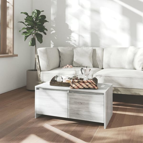 vidaXL sofabord 90x50x41,5 cm spånplade grå sonoma-eg