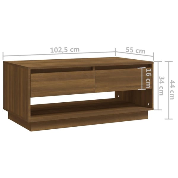 vidaXL sofabord 102,5x55x44 cm spånplade brun egetræsfarve