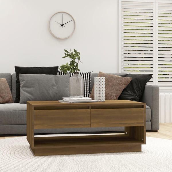 vidaXL sofabord 102,5x55x44 cm spånplade brun egetræsfarve