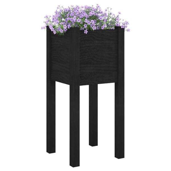 vidaXL Plantekasse svart 31x31x70 cm heltre furu