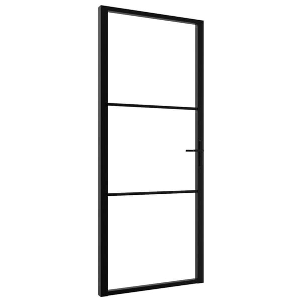vidaXL Innerdør ESG-glass og aluminium 93x201,5 cm svart