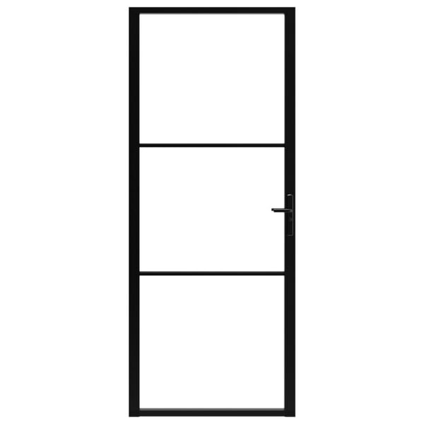 vidaXL Innerdør ESG-glass og aluminium 93x201,5 cm svart