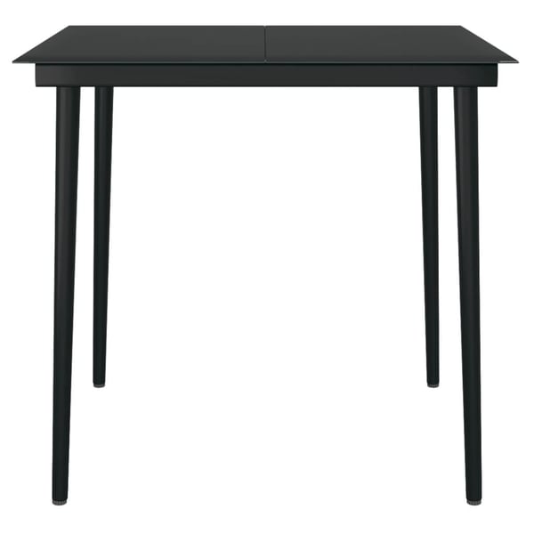 vidaXL havebord 80x80x74 cm stål og glas sort