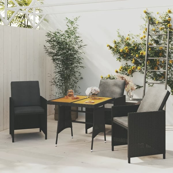 vidaXL Hagebord svart 70x70x72 cm polyrotting og heltre akasie
