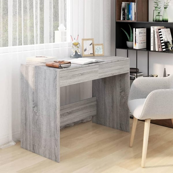 vidaXL Skrivebord grå sonoma eik 101x50x76,5 cm sponplate