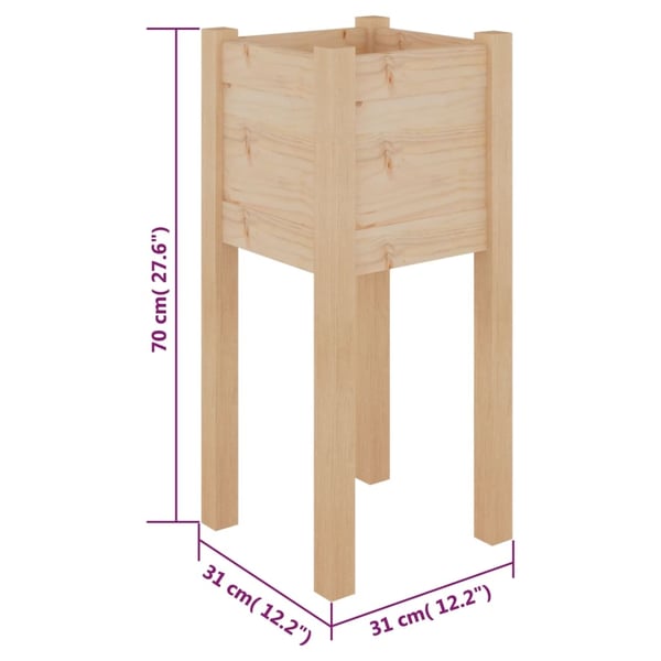 vidaXL Plantekasse 31x31x70 cm heltre furu