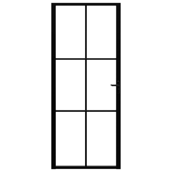 vidaXL Innerdør ESG-glass og aluminium 83x201,5 cm svart