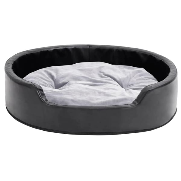 vidaXL hundekurv 79x70x19 cm plys og kunstlæder sort og grå