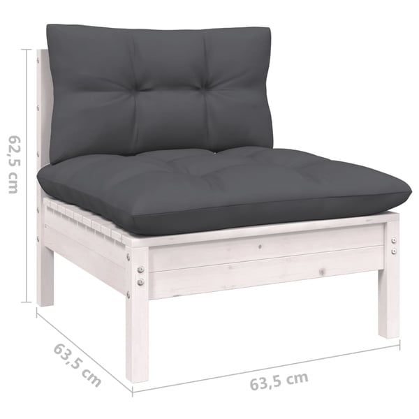 vidaXL Hagesofagruppe med puter 7 deler hvit heltre furu