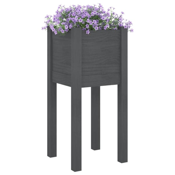 vidaXL Plantekasse grå 31x31x70 cm heltre furu