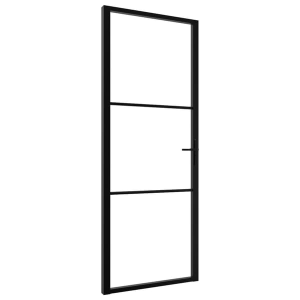vidaXL Innerdør ESG-glass og aluminium 76x201,5 cm svart