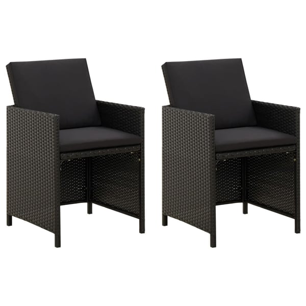 vidaXL havestole med hynder 2 stk. polyrattan sort