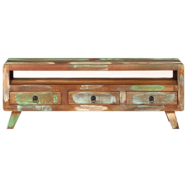 vidaXL TV-benk 110x30x40 cm gjenvunnet heltre flerfarget