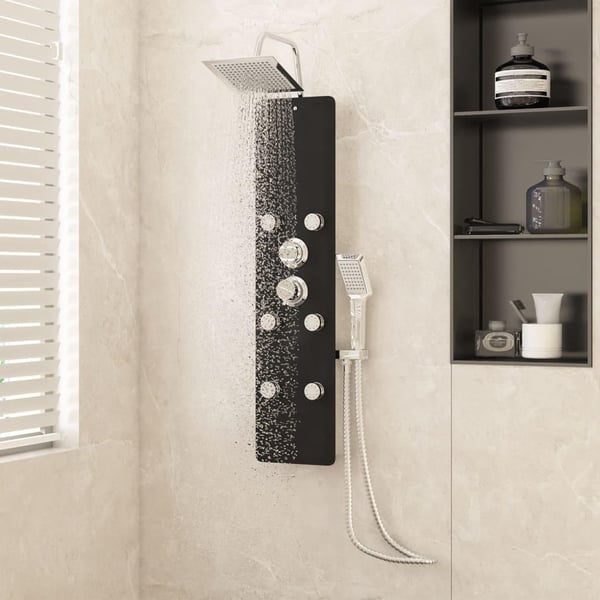vidaXL Dusjpanel glass 25x47,5x130 cm svart