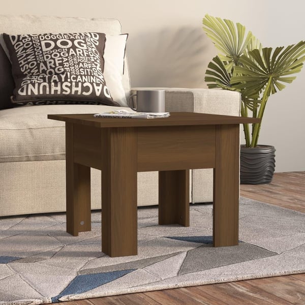 vidaXL Sohvapöytä ruskea tammi 55x55x42 cm lastulevy
