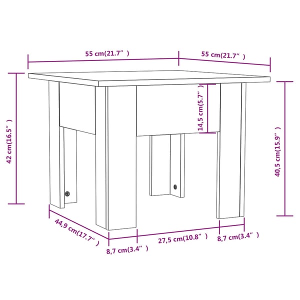 vidaXL Salongbord sonoma eik 55x55x42 cm sponplate
