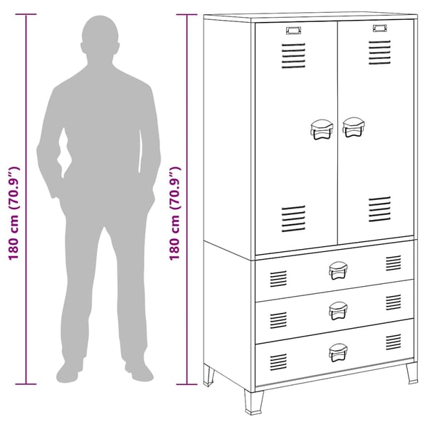 vidaXL Industriell garderobe svart 90x50x180 cm metall