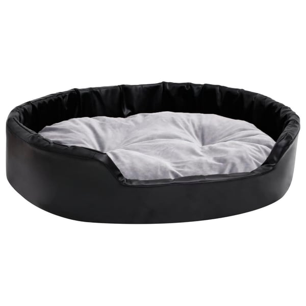 vidaXL hundekurv 90x79x20 cm plys og kunstlæder sort og grå