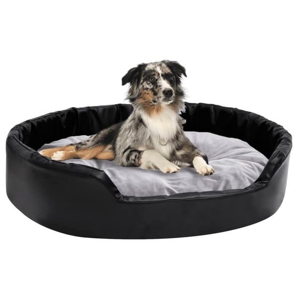 vidaXL hundekurv 90x79x20 cm plys og kunstlæder sort og grå