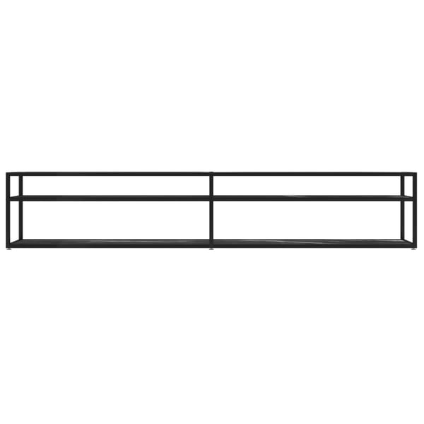 vidaXL tv-bord 220x40x40,5 cm hærdet glas marmoreffekt sort