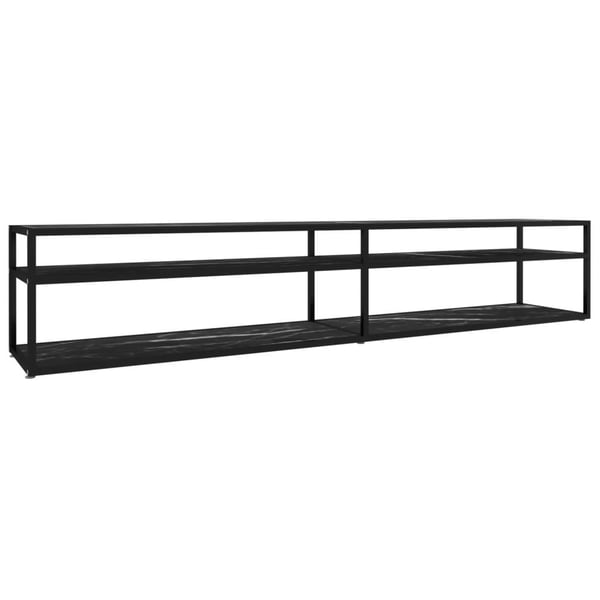vidaXL tv-bord 220x40x40,5 cm hærdet glas marmoreffekt sort