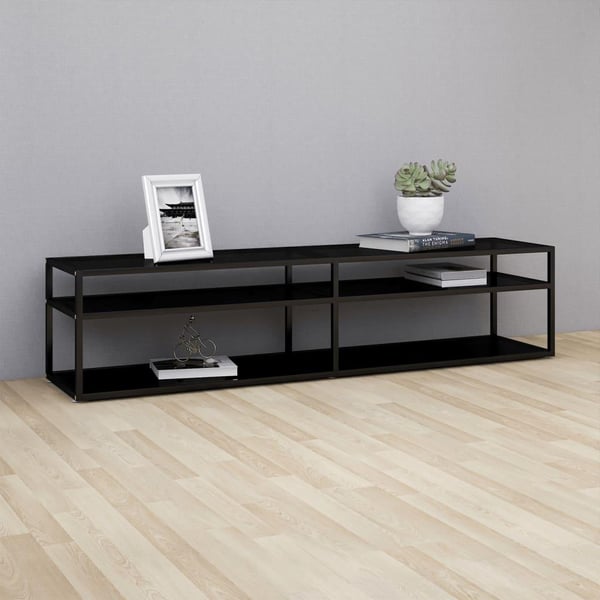 vidaXL tv-bord 180x40x40,5 cm hærdet glas sort