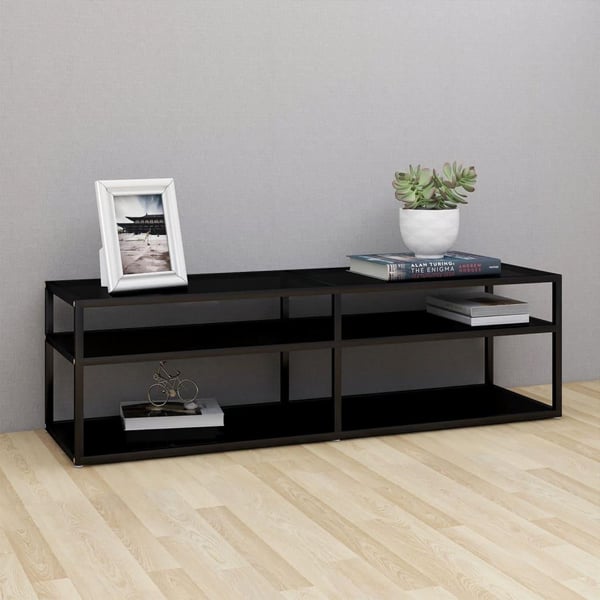 vidaXL tv-bord 140x40x40,5 cm hærdet glas sort