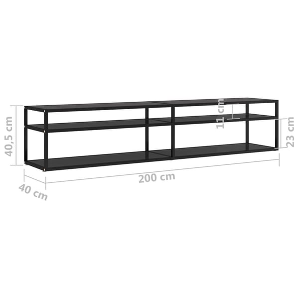 vidaXL TV-benk svart 200x40x40,5 cm herdet glass
