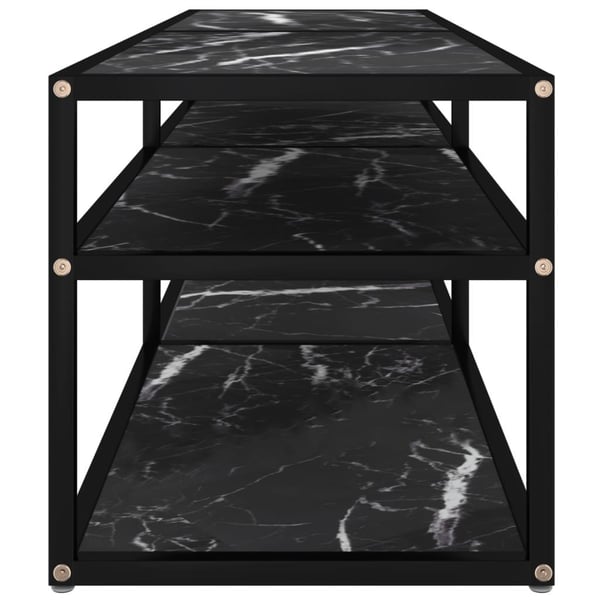 vidaXL tv-bord 140x40x40,5 cm hærdet glas marmoreffekt sort