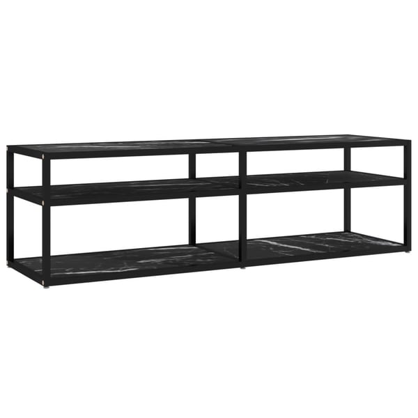 vidaXL tv-bord 140x40x40,5 cm hærdet glas marmoreffekt sort