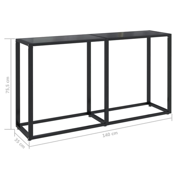 vidaXL Konsollbord svart 140x35x75,5 cm herdet glass
