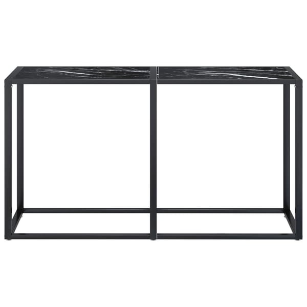 vidaXL konsolbord 140x35x75,5 cm hærdet glas sort marmor