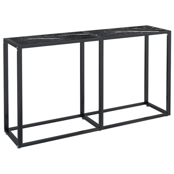 vidaXL konsolbord 140x35x75,5 cm hærdet glas sort marmor