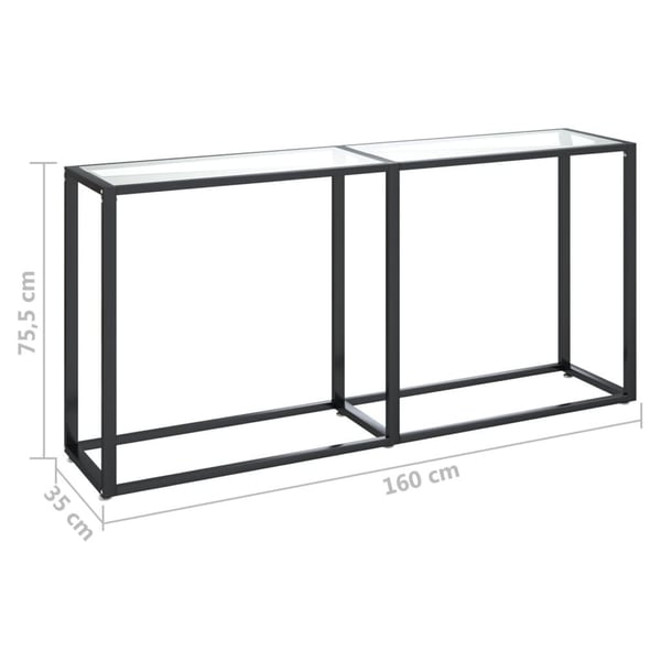 vidaXL Konsollbord gjennomsiktig 160x35x75,5 cm herdet glass