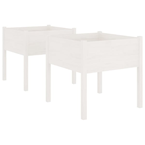 vidaXL Puutarhan kukkalaatikot 2 kpl valkoinen 70x70x70 cm täysi mänty