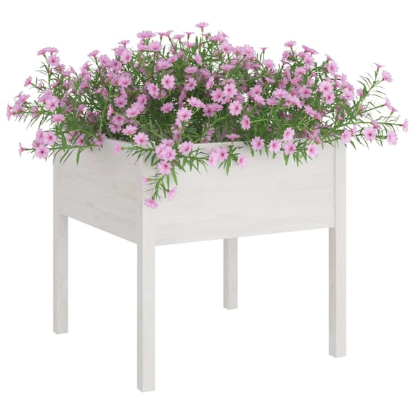 vidaXL Plantekasser 2 stk hvit 70x70x70 heltre furu