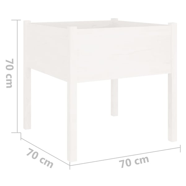 vidaXL Plantekasser 2 stk hvit 70x70x70 heltre furu
