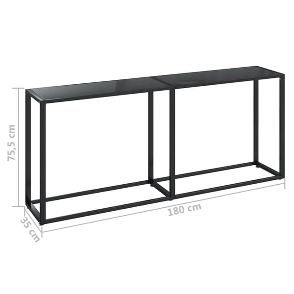 vidaXL Konsollbord svart 180x35x75,5 cm herdet glass