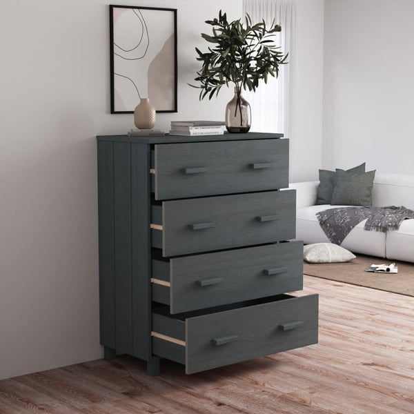 vidaXL Skjenk HAMAR mørkegrå 79x40x103,5 cm heltre furu